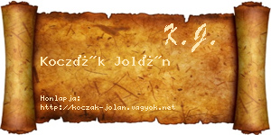 Koczák Jolán névjegykártya